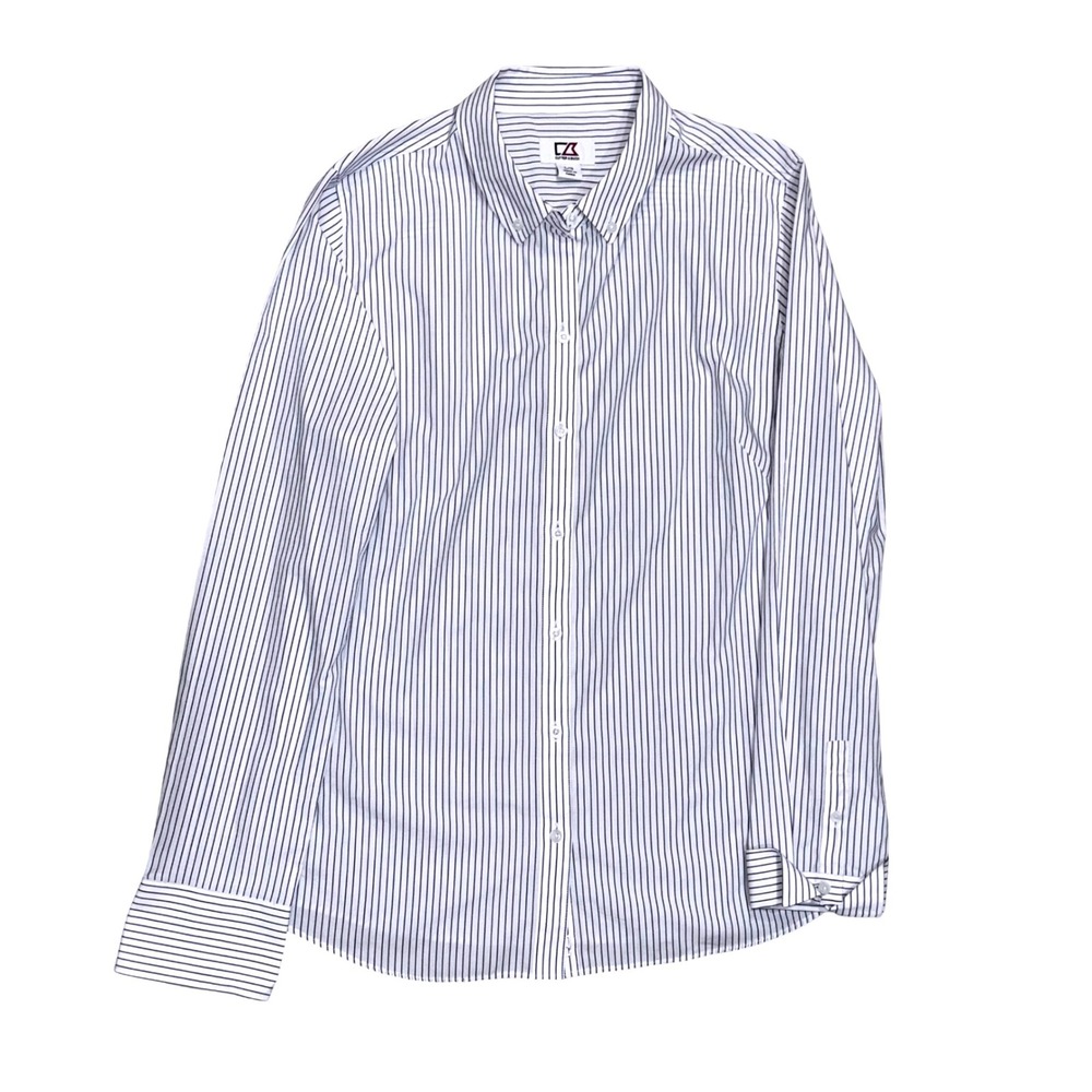 Cutter & Buck Ladies' Long Sleeve Epic Easy Care Pin Blue Stripe Button Down L‎